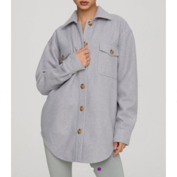Good American Dusty Quarry Solid Oversized Shacket Women's Size 7/8 - Picture 1 of 16